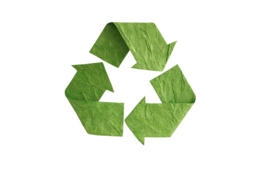 A green paper with a triangle and arrows on it