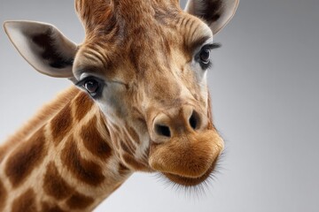 Obraz premium Close-up of curious giraffe with expressive eyes and spotted pattern