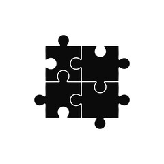 Fototapeta premium A black puzzle pieces with white background