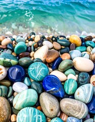 Colorful pebbles by the sea