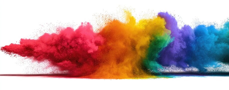 Colorful powder explosion on white background (98) - Powered by Adobe