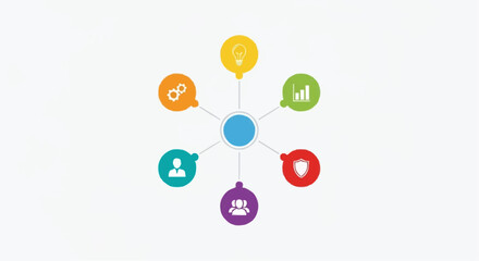 Infographic business process chart diagram with central node for presentation and data visualization vector