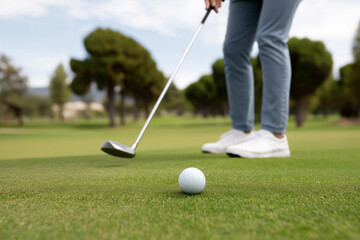 Obraz premium Playing golf on a sunny day at an outdoor course