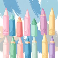 Colorful pencils, pastel shades