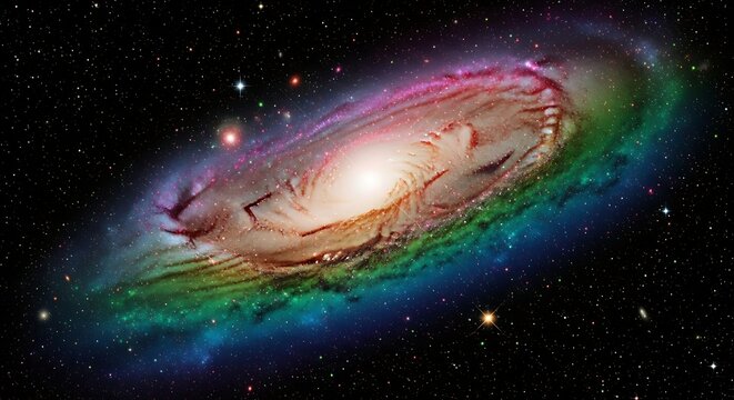 Vibrant Spiral Galaxy in Cosmic Nebula with Distant Stars - Powered by Adobe