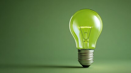 Vibrant green light bulb symbolizes innovative ideas and eco-friendly solutions for a brighter future, sparking creativity and sustainable concepts.