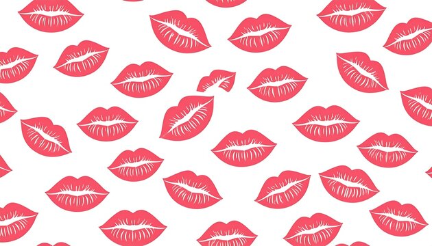 A repeating pattern of red lips