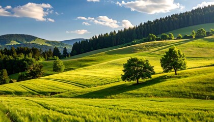 Obraz premium Lush rolling hills under a vibrant sky