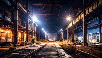 Industrial wasteland at night