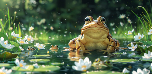 frog in the pond