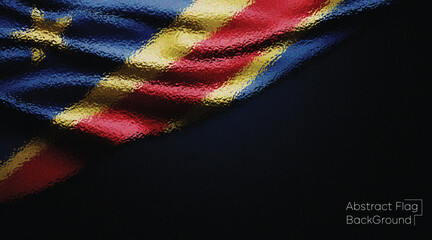 Flag of the DR Congo with a dramatic abstract glass distortion. Congolese national banner on a dark background with copy space for patriotism 