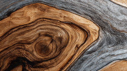 Fototapeta premium Detailed macro view of an intricate wood grain with organic flowing lines and swirls