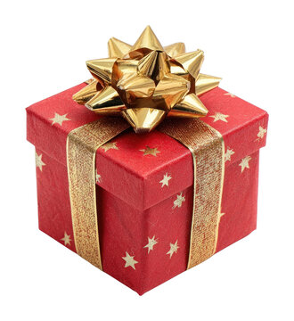 PNG Festive red gift box adorned.