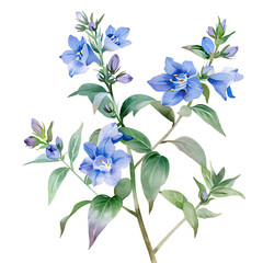 Fototapeta premium Charming blue wildflower plant on transparent background