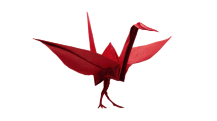 Paper Crane , bird made with paper on white background