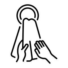 A line style icon depicting a towel