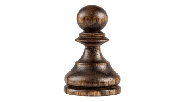 Wooden chess pawn on white background