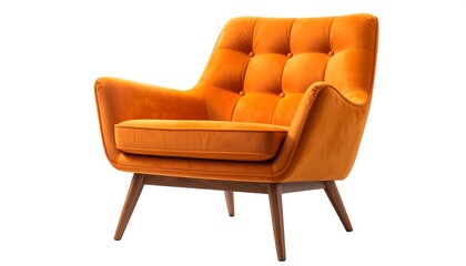 Mid-century modern orange velvet armchair