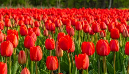 Obraz premium Vibrant red tulip field