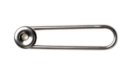Safety pin partially open on white background