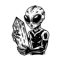 A glyph style illustration representing a space crystal