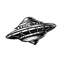 A glyph style illustration representing an alien ufo