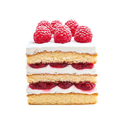Layered Raspberry Cake with Cream and Fresh Berries