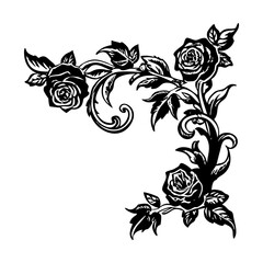 A vintage style illustration showing rose vine © Prosymbols