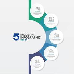 Fototapeta premium Infographic 5 steps and icons.