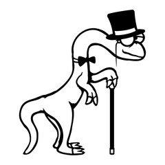 Fototapeta premium Dino Sir Gentleman Mr. rich Monocle Glasses Top Hat