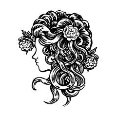 A sketchy style illustration representing shaded peonies