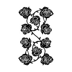 A vintage style illustration showing roses