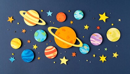 Creative cosmic exploration: A vibrant paper cut-out galaxy on a deep blue expanse