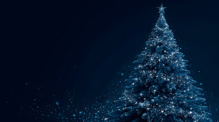 Christmas tree with decoration in the navy blue backround. Generative Ai