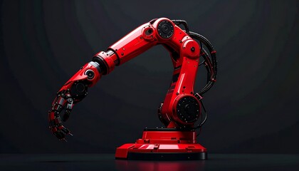 Red robotic arm, industrial design, futuristic