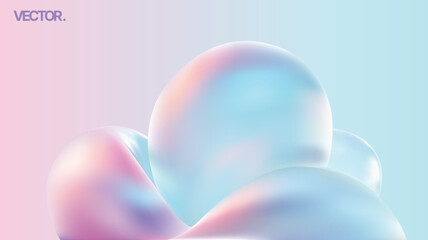A Collection of Soft Pastel Abstract Bubbles on a Smooth Gradient Background Display