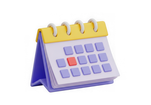 3d rendered desk calendar with a highlighted red date, symbolizing planning and scheduling, isolated on transparent background - Powered by Adobe