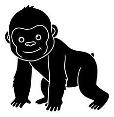Fototapeta premium Gorilla silhouette on white background