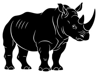Obraz premium Rhinoceros silhouette in profile on white background
