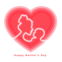 Paper heart style mother's day greeting vector illustration