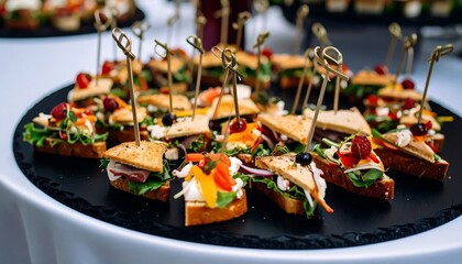 Assorted finger sandwiches on a platter