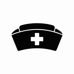 Nurse Cap Icon with Medical Cross Symbol