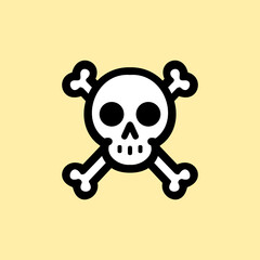 Black vector illustration of a skull and crossbones symbol with bold outline