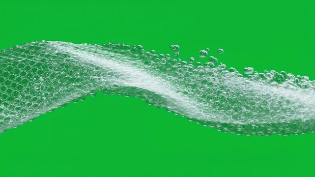 Fastmotion bubblewrap sheet popping wave moving right to left displayed on green screen for fun packaging shipping or relaxation video elements.
