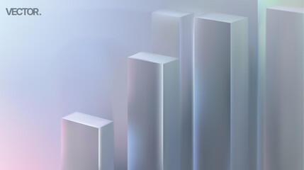 An Abstract 3D Bars Chart designed in Soft and Appealing Colors for modern presentations