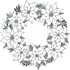 ポインセチアのリースのイラスト