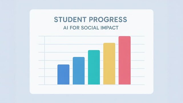 Student progress bar chart with AI for social impact concept highlighting growth and improvement in education and learning success development