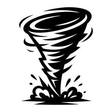 Tornado Vector Icon &ndash; Black and White Twister Symbol, Cyclone Clipart, Natural Disaster Illustration