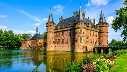 Obraz premium Grand castle by a serene lake