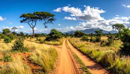 A sunny African savanna road